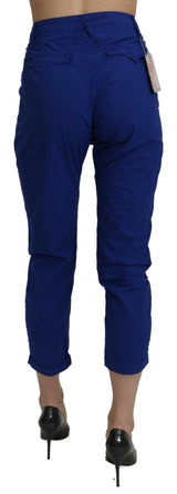 CYCLE Cotton Royal Blue High Waist Skinny Cropped Trouser Pants