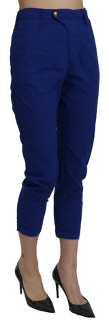CYCLE Cotton Royal Blue High Waist Skinny Cropped Trouser Pants