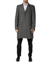 Dolce & Gabbana Gray Single Breasted Men Trench Coat Jacket