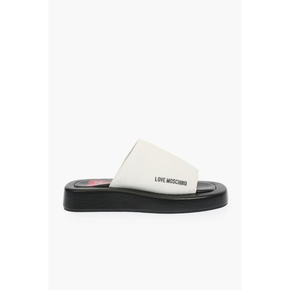 Moschino Black And White Leather Slides