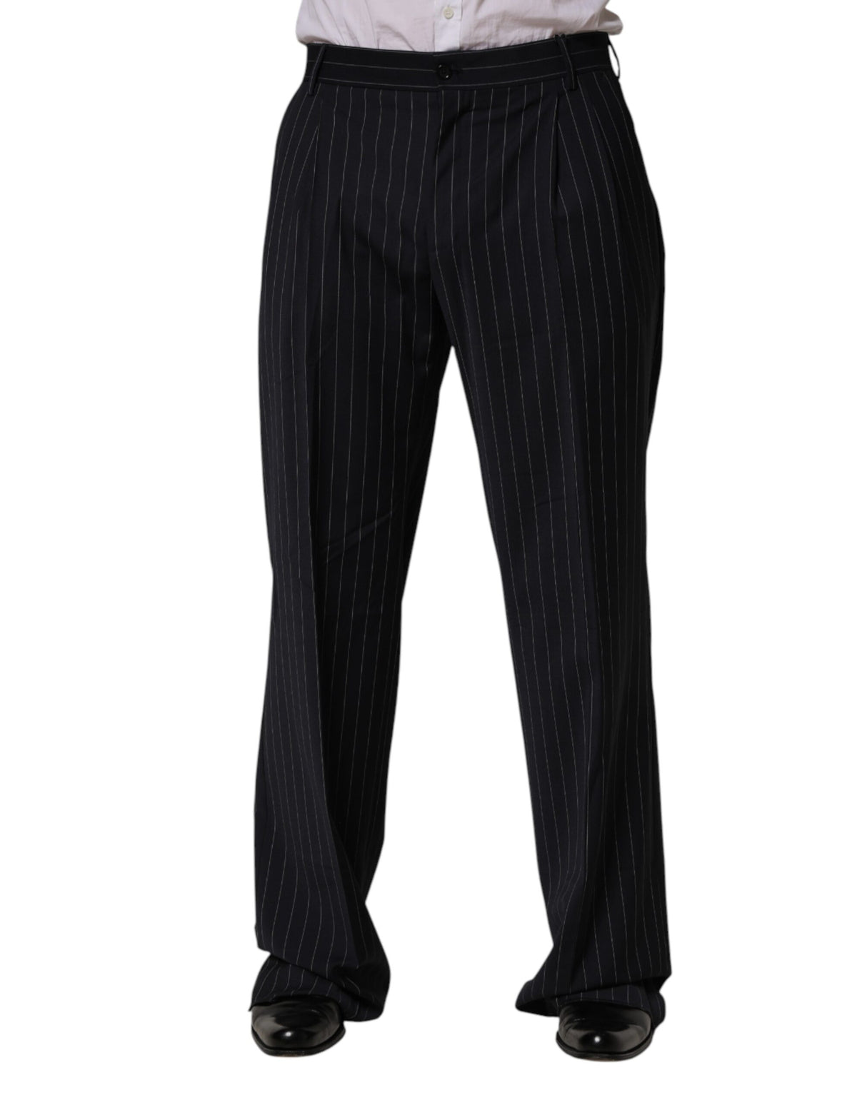 Dolce & Gabbana Black Stripe Straight Men Dress Trouser Pants