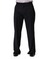 Dolce & Gabbana Black Stripe Straight Men Dress Trouser Pants
