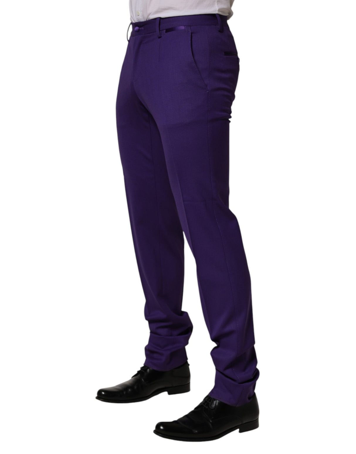 Dolce & Gabbana Purple Wool Skinny Dress Men Trouser Pants