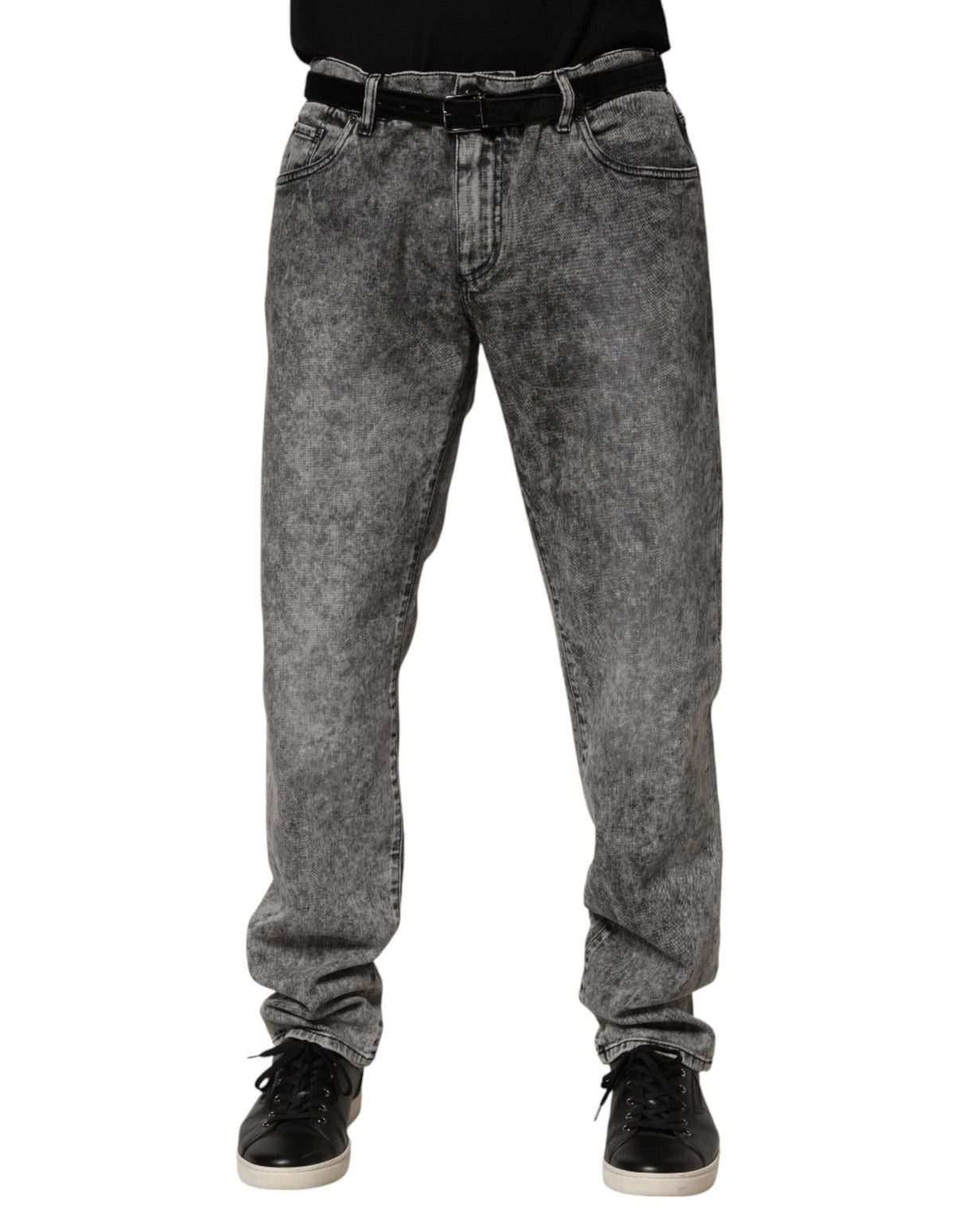 Dolce & Gabbana Gray Cotton Straight Leg Denim Trouser Jeans