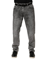 Dolce & Gabbana Gray Cotton Straight Leg Denim Trouser Jeans