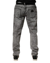 Dolce & Gabbana Gray Cotton Straight Leg Denim Trouser Jeans