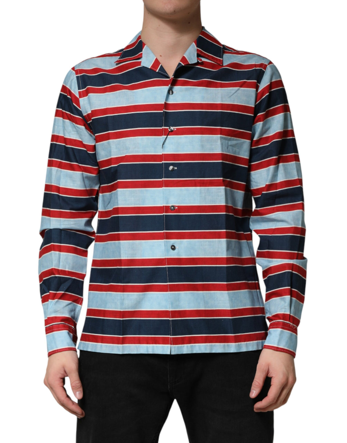Dolce & Gabbana Multicolor Stripes Cotton Men Button Down Shirt