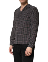 Dolce & Gabbana Black Patterned Silk Men Button Down Shirt