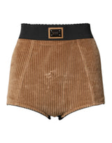 Dolce & Gabbana Brown Cotton High Waisted Hot Pants Shorts