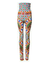 Dolce & Gabbana Multicolor Carretto Leggings High Waist Pants