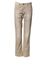 Incotex Beige Mid Waist Straight Women Casual Chino Trouser Pants