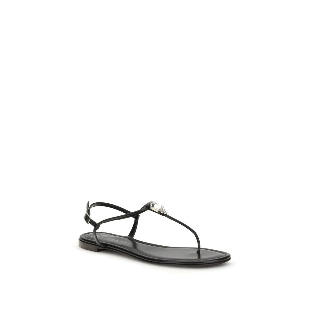 Giuseppe Zanotti Black Calf Leather Bos Taurus Sandals