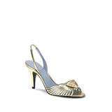 Valentino Garavani Gold Calf Leather Bos Taurus Stiletto Heel Sandals