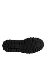 Dolce & Gabbana Black Leather DG Plaque Lace Up Boots Shoes