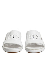 Dolce & Gabbana White DG Cutout Slides Slippers Flats Shoes