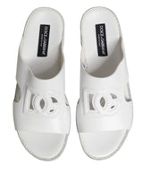 Dolce & Gabbana White DG Cutout Slides Slippers Flats Shoes