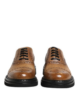 Dolce & Gabbana Brown Lace Up Leather Brogue Derby Men Shoes