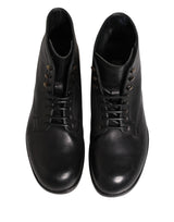 Dolce & Gabbana Black Lace Up Short Ankle Boots Men Shoes