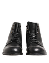 Dolce & Gabbana Black Lace Up Short Ankle Boots Men Shoes