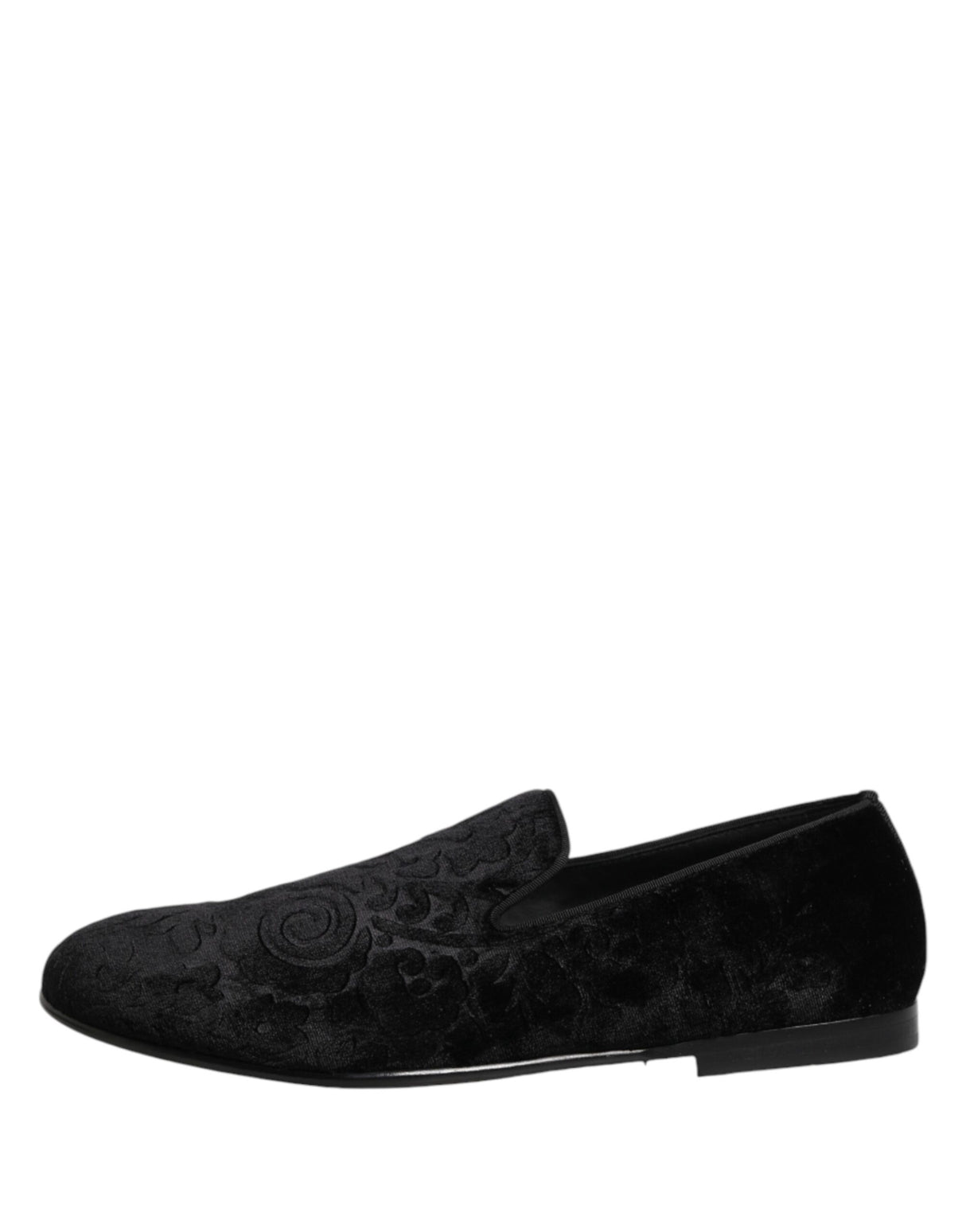 Dolce & Gabbana Black Velvet Slip On Loafers Formal Men Shoes