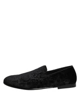 Dolce & Gabbana Black Velvet Slip On Loafers Formal Men Shoes