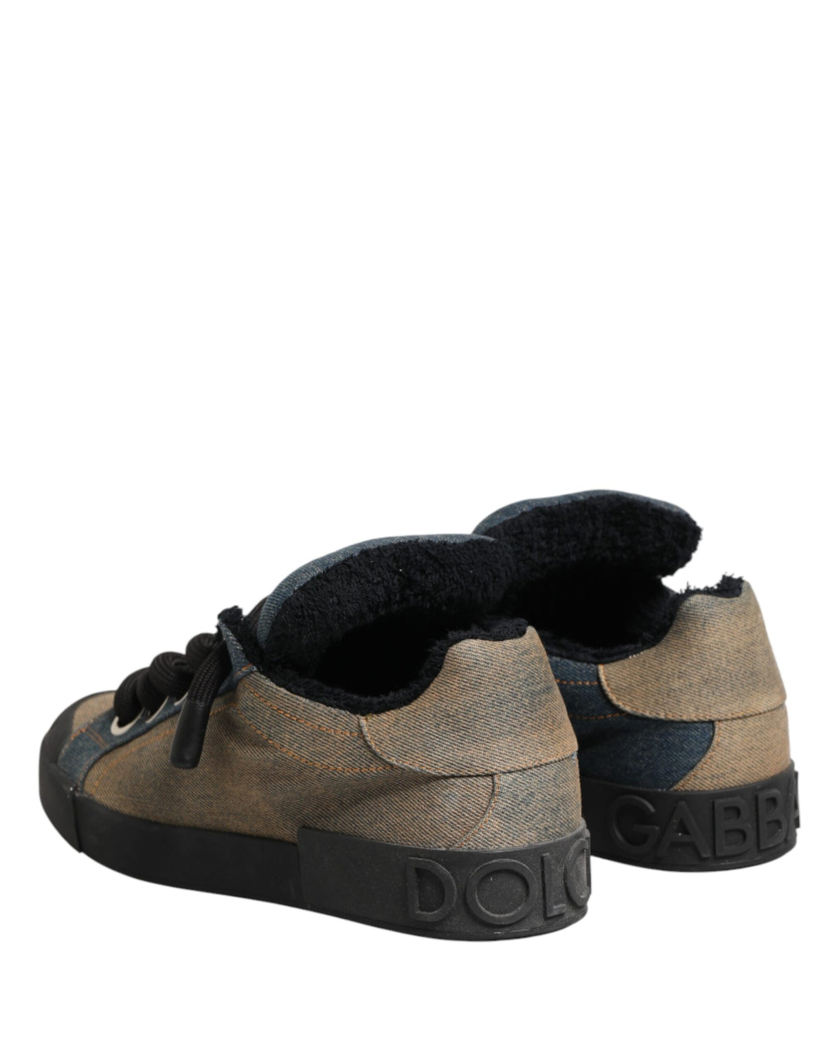 Dolce & Gabbana Multicolor Color Block Denim Low Top Sneakers Shoes