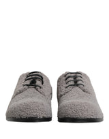 Dolce & Gabbana Gray Fleece Lace Up Men Derby Dress Shoes