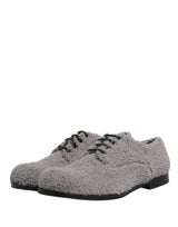 Dolce & Gabbana Gray Fleece Lace Up Men Derby Dress Shoes