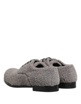 Dolce & Gabbana Gray Fleece Lace Up Men Derby Dress Shoes