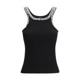 PINKO Black Cotton Sleeveles T-Shirt