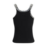 PINKO Black Cotton Sleeveles T-Shirt