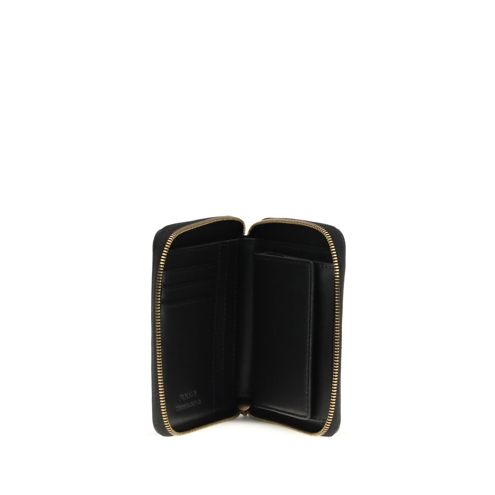 PINKO Black Calf Leather Bos Taurus Wallet
