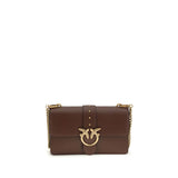 PINKO Brown Calf Leather Bos Taurus Shoulder Bag