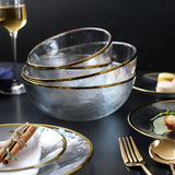 Japanese Gold-Trimmed Glass Fruit Bowl for Home Decor