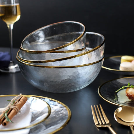 Japanese Gold-Trimmed Glass Fruit Bowl for Home Decor