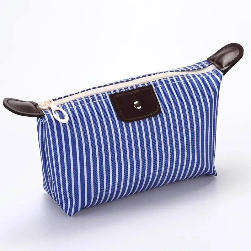 Striped Waterproof Makeup Bag for Travel and Storage