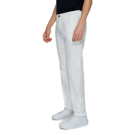 Borghese White Cotton Chino Pants
