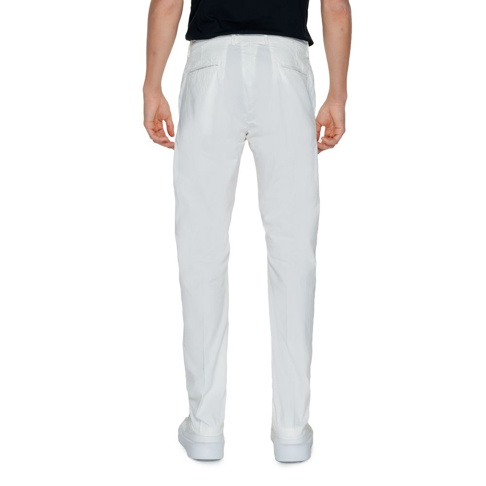 Borghese White Cotton Chino Pants