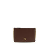 PINKO Bordeaux Calf Leather Bos Taurus Shoulder Bag