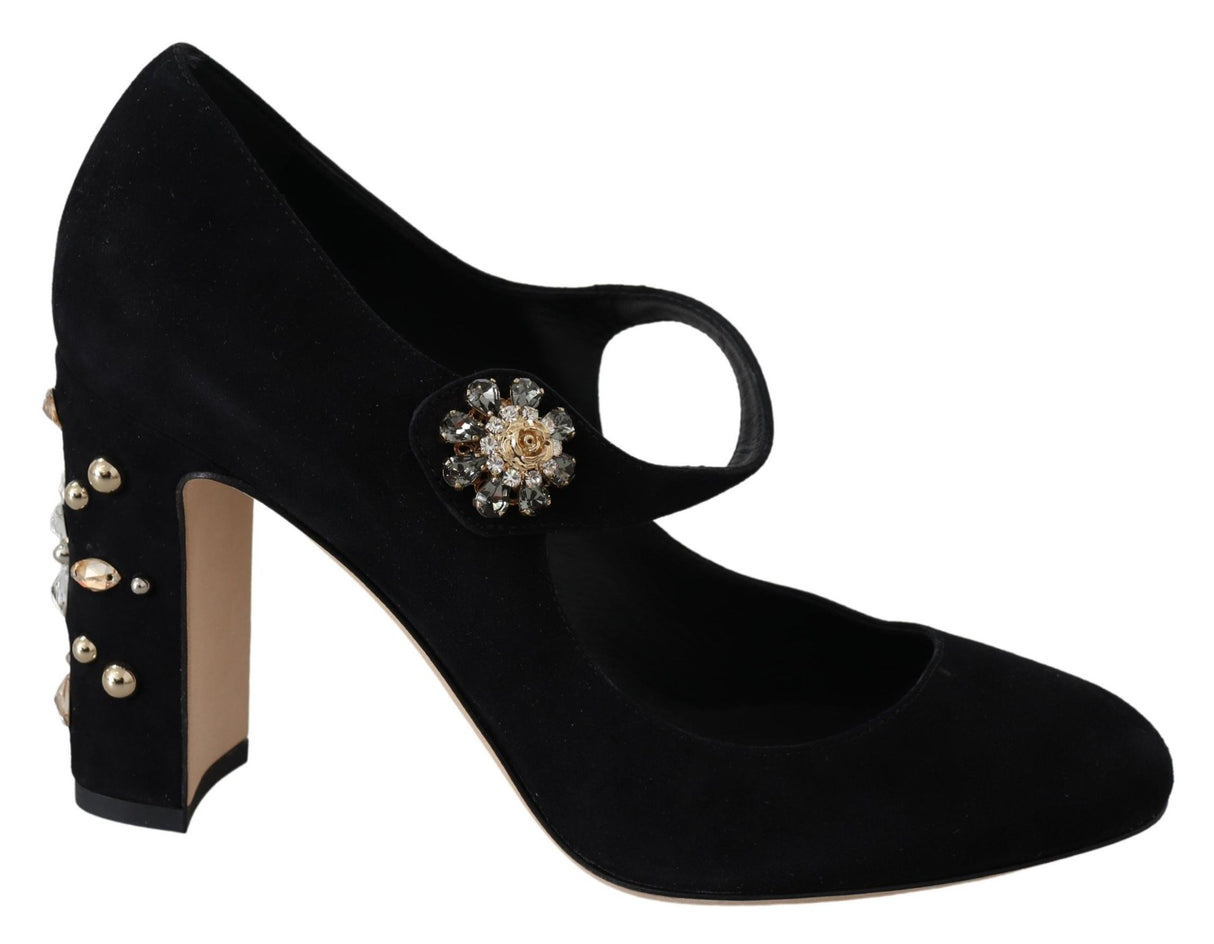 Dolce & Gabbana Black Suede Leather High Heel Pumps