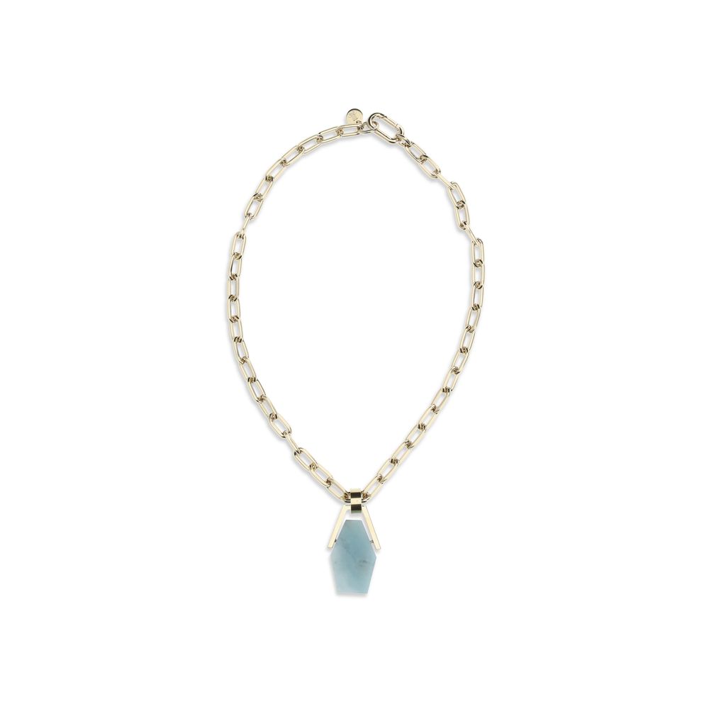 La Double J Light Blue Brass Necklace