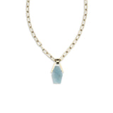 La Double J Light Blue Brass Necklace