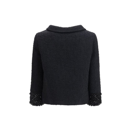 Valentino Black Fleece Wool Coat