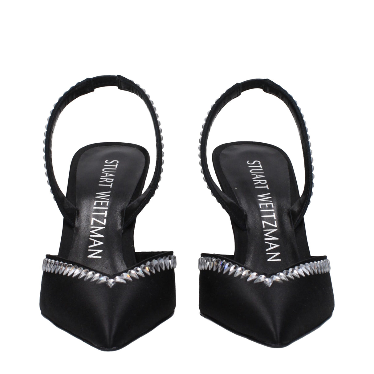 Stuart Weitzman Black Satin Stiletto Heel Sandals