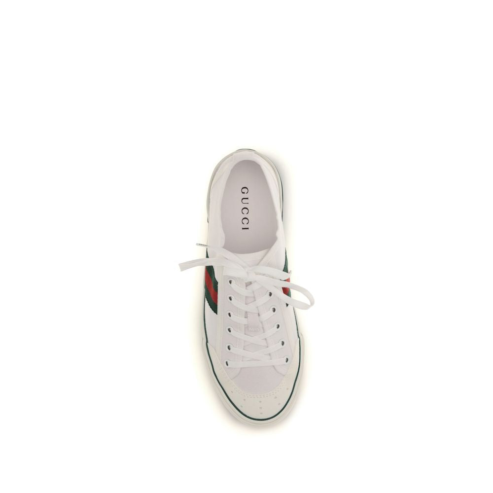 Gucci White Cotton Low Top Sneakers
