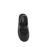 Marsell Black Calf Leather Bos Taurus Flat Sandals