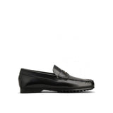Tod's Black Calfskin Slip-On Loafers