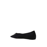 Amina Muaddi Black Silk Ballet Flats