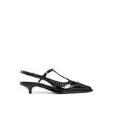 Miu Miu Black Calfskin Mid Heel Pumps