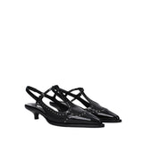 Miu Miu Black Calfskin Mid Heel Pumps